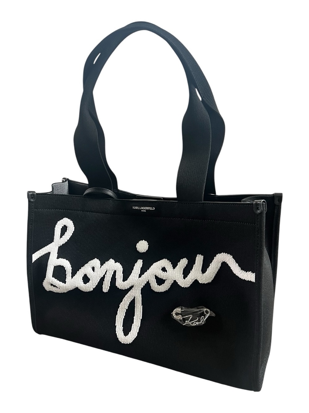 Karl Lagerfeld Paris Bonjour Tote Travel Bag W/Wristlet - Picture 4 of 12